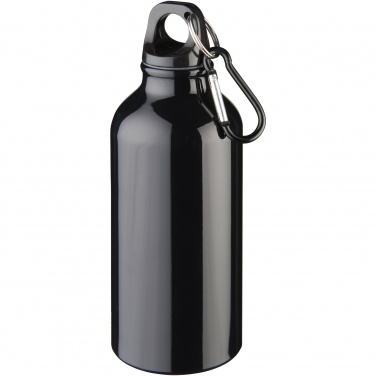 Logo trade advertising products image of: Oregon 400 ml RCS certified recycled aluminium water bottle with carabiner
