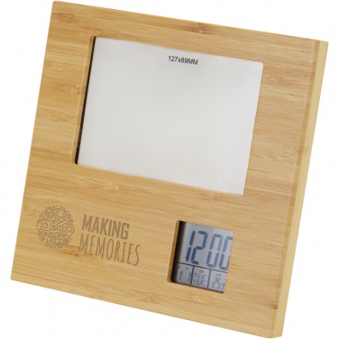 Logo trade advertising product photo of: Sasa bamboo photo frame with thermometer