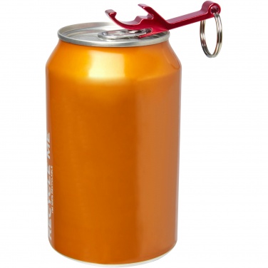 Logo trade promotional merchandise photo of: Tao RCS recycled aluminium bottle and can opener with keychain 