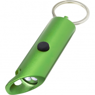 Logo trade promotional products image of: Flare RCS recycled aluminium IPX LED light and bottle opener with keychain