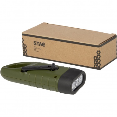 Logotrade promotional item picture of: Helios recycled plastic solar dynamo flashlight with carabiner