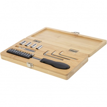 Logo trade promotional items image of: Rivet 19-piece bamboo/recycled plastic tool set