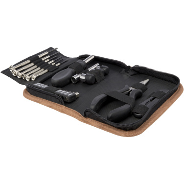 Logo trade corporate gifts image of: Spike 24-piece RCS recycled plastic tool set with cork pouch
