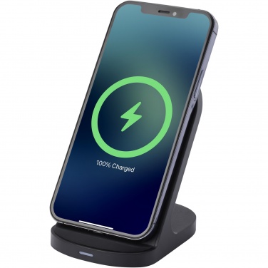 Logo trade business gifts image of: Loop 15W dual coil RCS recycled plastic wireless charging stand