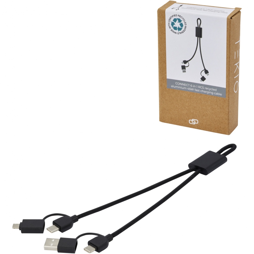 Logotrade promotional merchandise photo of: Connect 6-in-1 RCS recycled aluminium 45W quick charge & data transfer cable