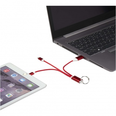 Logotrade advertising product picture of: Metal 4-in-1 recycled aluminium charging cable with keychain