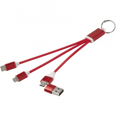 Logo trade promotional gifts picture of: Metal 4-in-1 recycled aluminium charging cable with keychain