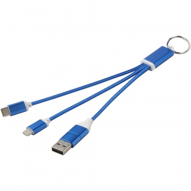 Logotrade promotional item picture of: Metal 4-in-1 recycled aluminium charging cable with keychain