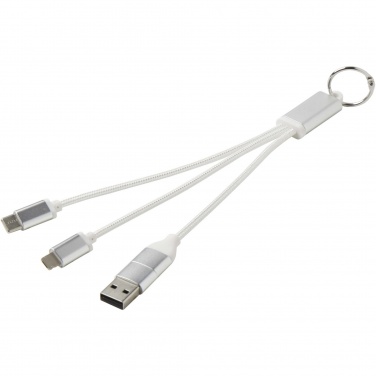 Logotrade corporate gift image of: Metal 4-in-1 recycled aluminium charging cable with keychain