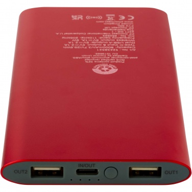 Logo trade promotional product photo of: Juice 8000 mAh Type-C recycled aluminium wireless power bank