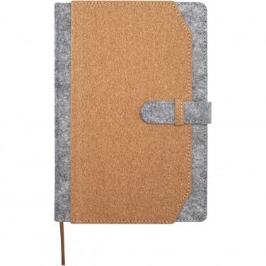 Logo trade promotional product photo of: Viviana A5 recycled felt and cork notebook