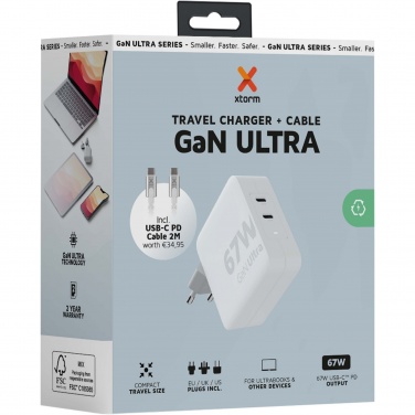 Logotrade promotional merchandise picture of: Xtorm XVC2067 GaN Ultra 67W travel charger with 100W USB-C PD cable