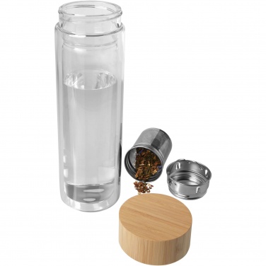 Logo trade promotional products picture of: Bailey 400 ml borsilicate glass infuser bottle with bamboo lid