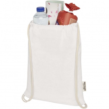 Logo trade promotional item photo of: Oregon 140 g/m² GRS recycled cotton drawstring bag