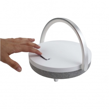 Logo trade promotional products image of: Prixton 4-in-1 10W Bluetooth® speaker with LED light and wireless charging base