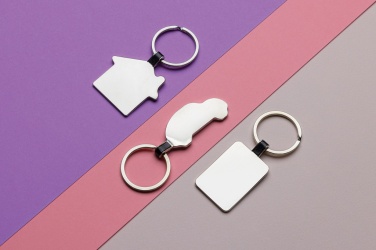 Logo trade business gift photo of: RCS recycled zinc alloy rectangle keyring