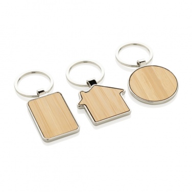 Logo trade promotional giveaways image of: RCS recycled zinc alloy round keychain with bamboo