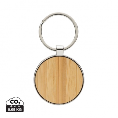 Logo trade corporate gift photo of: RCS recycled zinc alloy round keychain with bamboo