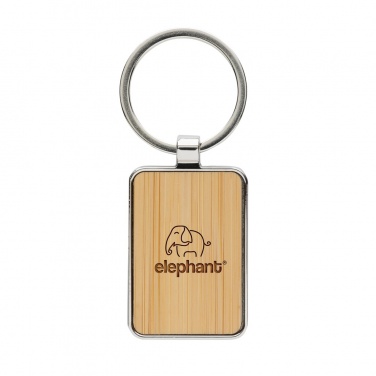Logo trade advertising product photo of: RCS recycled zinc alloy rectangle keychain with bamboo