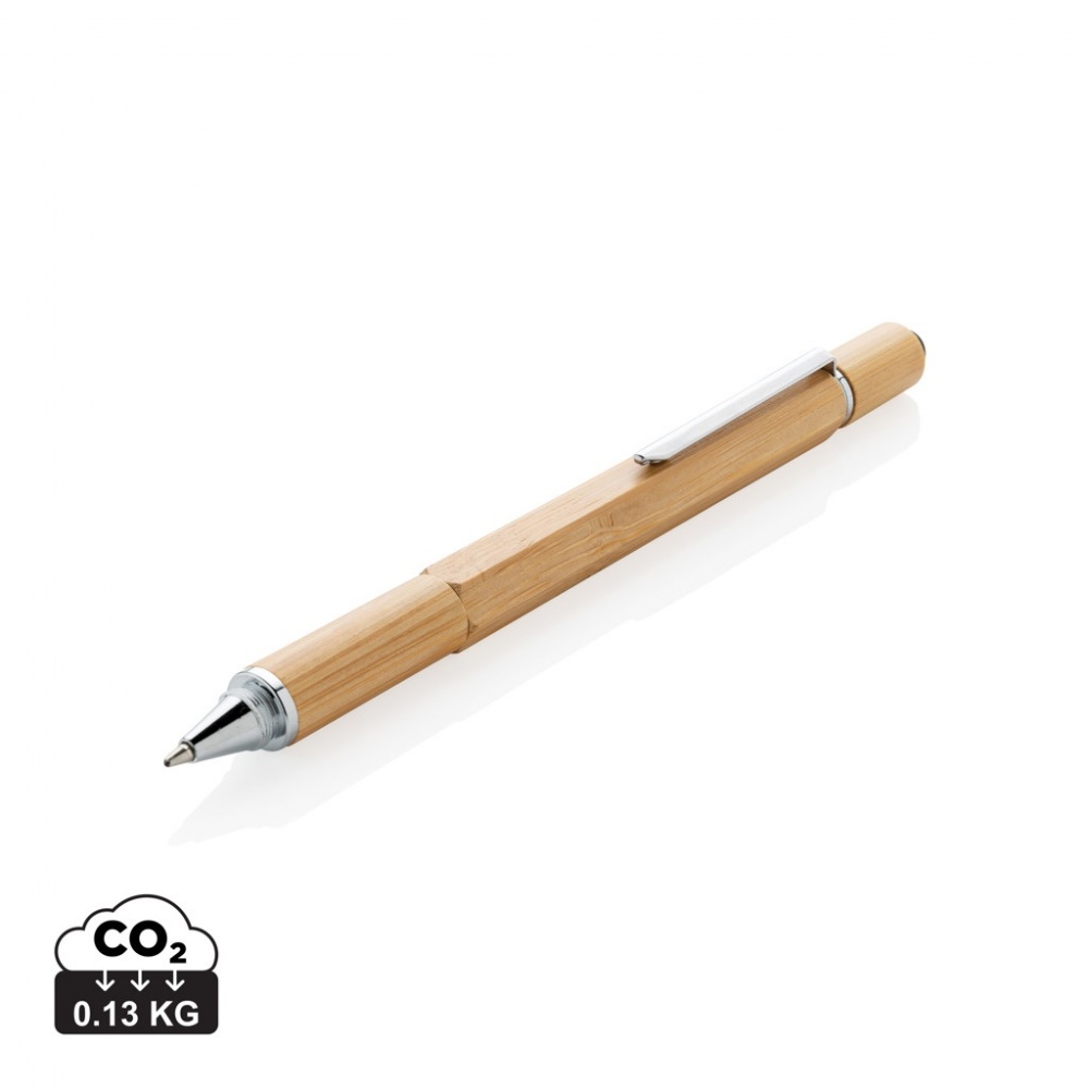 Logo trade promotional gift photo of: Bamboo 5-in-1 toolpen