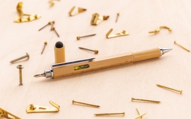 Logo trade promotional gift photo of: Bamboo 5-in-1 toolpen