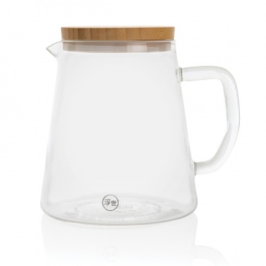 Logo trade business gift photo of: Ukiyo borosilicate glass carafe with bamboo lid 1.2L
