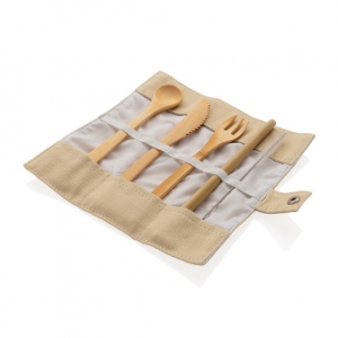 Logotrade promotional product picture of: Reusable bamboo travel cutlery set