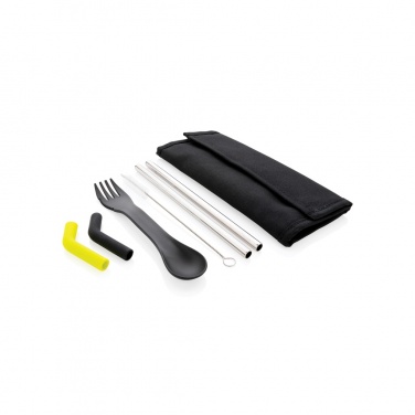 Logo trade promotional giveaways picture of: Tierra 2pcs straw and cutlery set in pouch