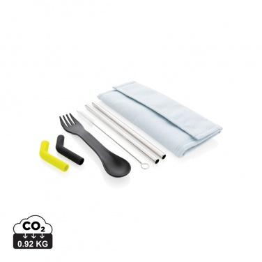 Logo trade promotional product photo of: Tierra 2pcs straw and cutlery set in pouch