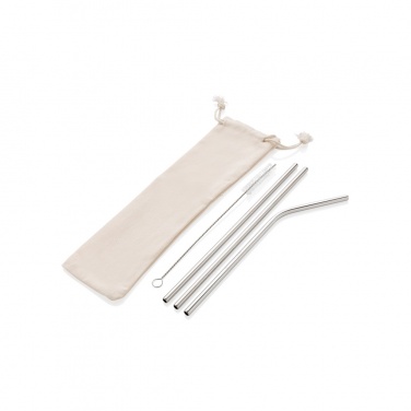 Logo trade promotional products image of: Reusable stainless steel 3 pcs straw set