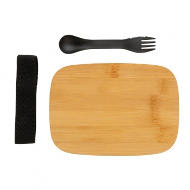 Logo trade promotional product photo of: Stainless steel lunchbox with bamboo lid and spork
