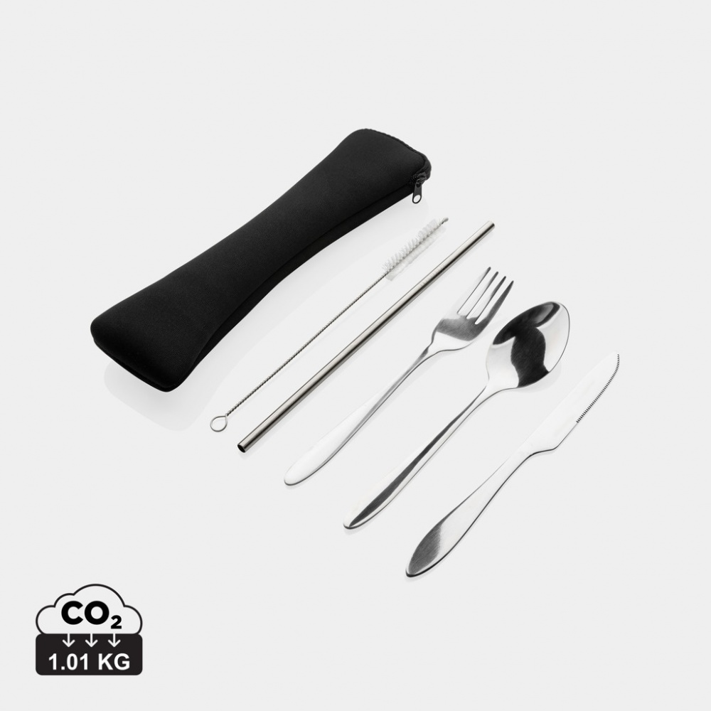 Logotrade promotional product picture of: 4 PCS stainless steel re-usable cutlery set