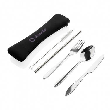 Logo trade advertising product photo of: 4 PCS stainless steel re-usable cutlery set
