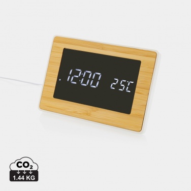 Logo trade promotional merchandise photo of: Utah RCS recycled plastic and bamboo LED clock