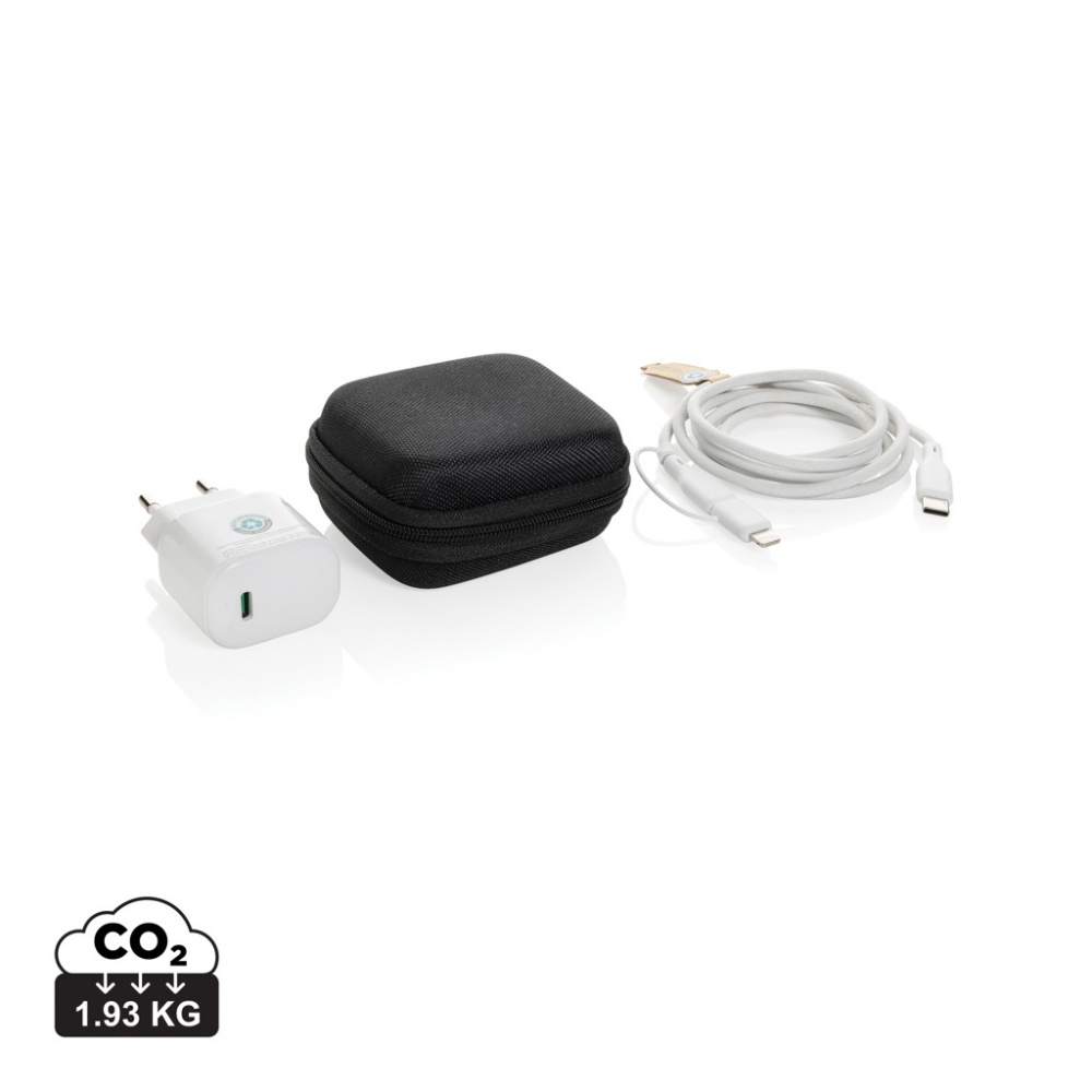 Logo trade promotional giveaway photo of: Boost RCS reycled PET 20W type C 2 pcs charging set
