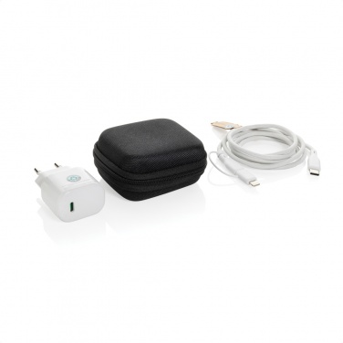 Logo trade promotional gift photo of: Boost RCS reycled PET 20W type C 2 pcs charging set