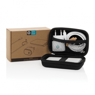 Logo trade business gift photo of: Surge RCS recyled PET 20W type C 3 pcs charging set