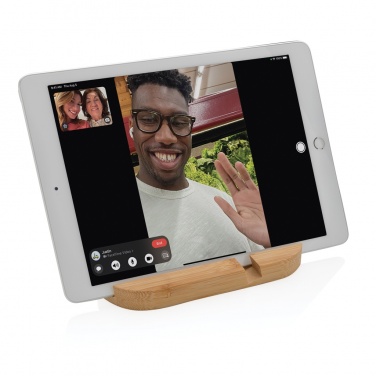 Logo trade advertising products image of: Bamboo tablet and phone holder