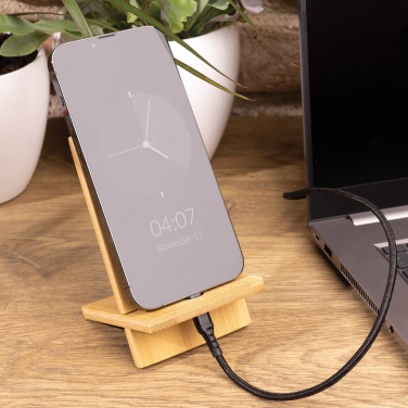 Logo trade promotional giveaway photo of: Bamboo phone stand in kraft box