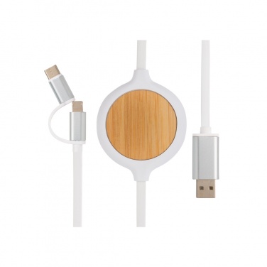 Logotrade promotional product image of: 3-in-1 cable with 5W bamboo wireless charger