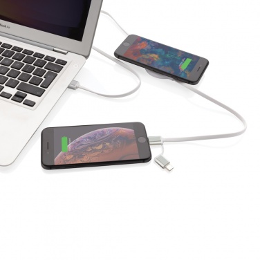 Logotrade promotional item picture of: 3-in-1 cable with 5W bamboo wireless charger