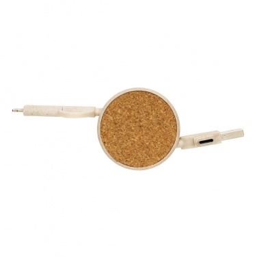 Logo trade advertising products picture of: Cork and Wheat 6-in-1 retractable cable