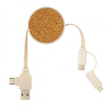 Logo trade promotional gift photo of: Cork and Wheat 6-in-1 retractable cable