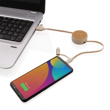Logo trade promotional item photo of: Cork and Wheat 6-in-1 retractable cable