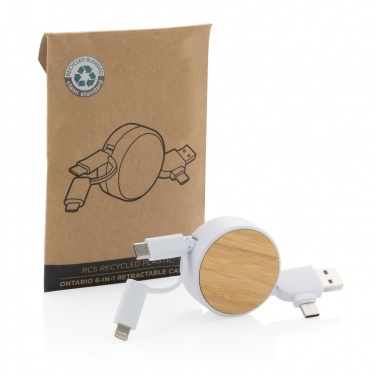 Logo trade promotional products picture of: RCS recycled plastic Ontario 6-in-1 retractable cable