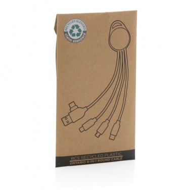 Logo trade promotional item photo of: RCS recycled plastic Ontario 6-in-1 round cable