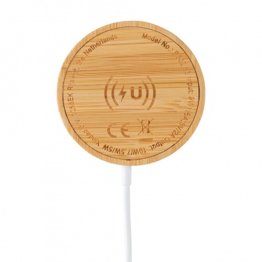 Logo trade advertising products image of: 10W bamboo magnetic wireless charger