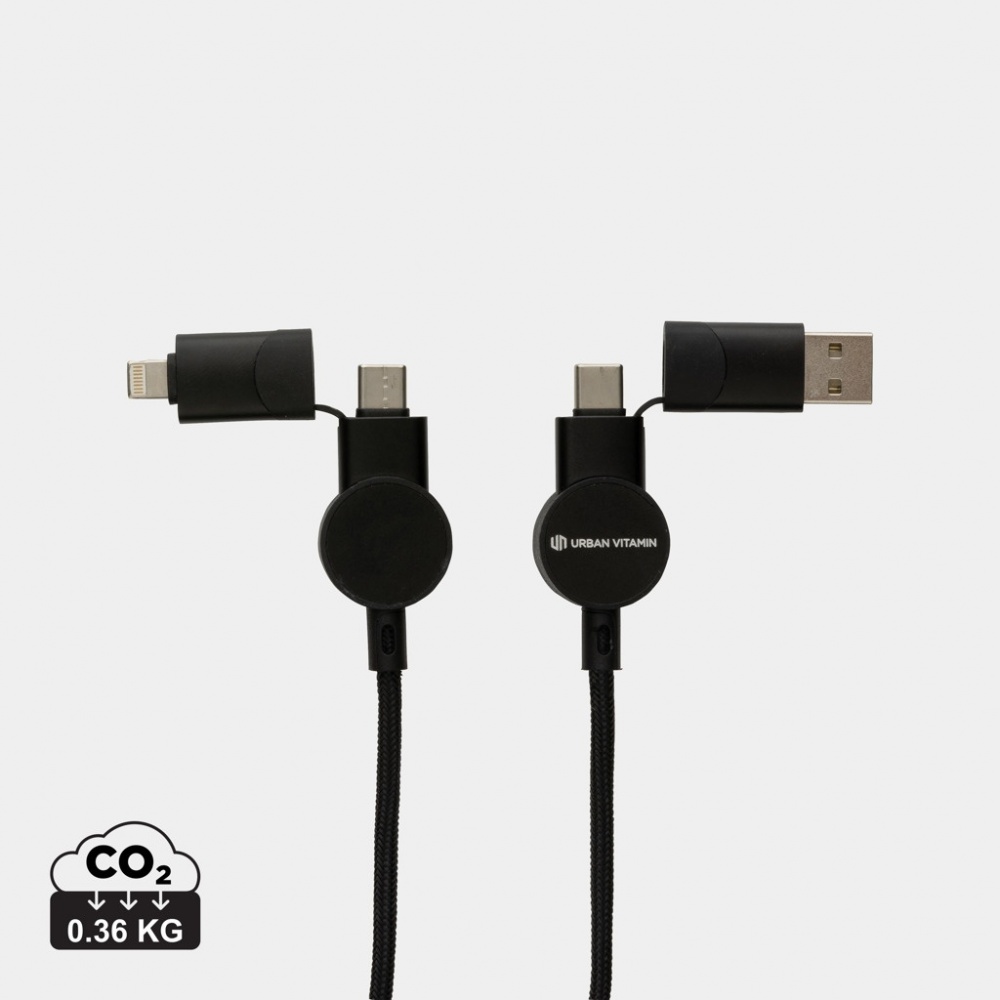 Logo trade corporate gifts picture of: Oakland RCS recycled plastic 6-in-1 fast charging 45W cable