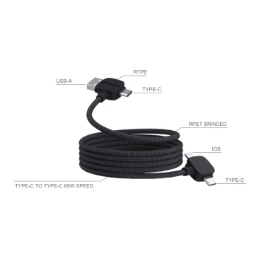 Logo trade promotional items image of: Urban Vitamin Stockton 65W RCS RTPE/RPET magnetic cable