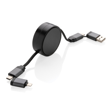 Logotrade promotional item picture of: Terra RCS recycled aluminium retractable 6 in 1 cable
